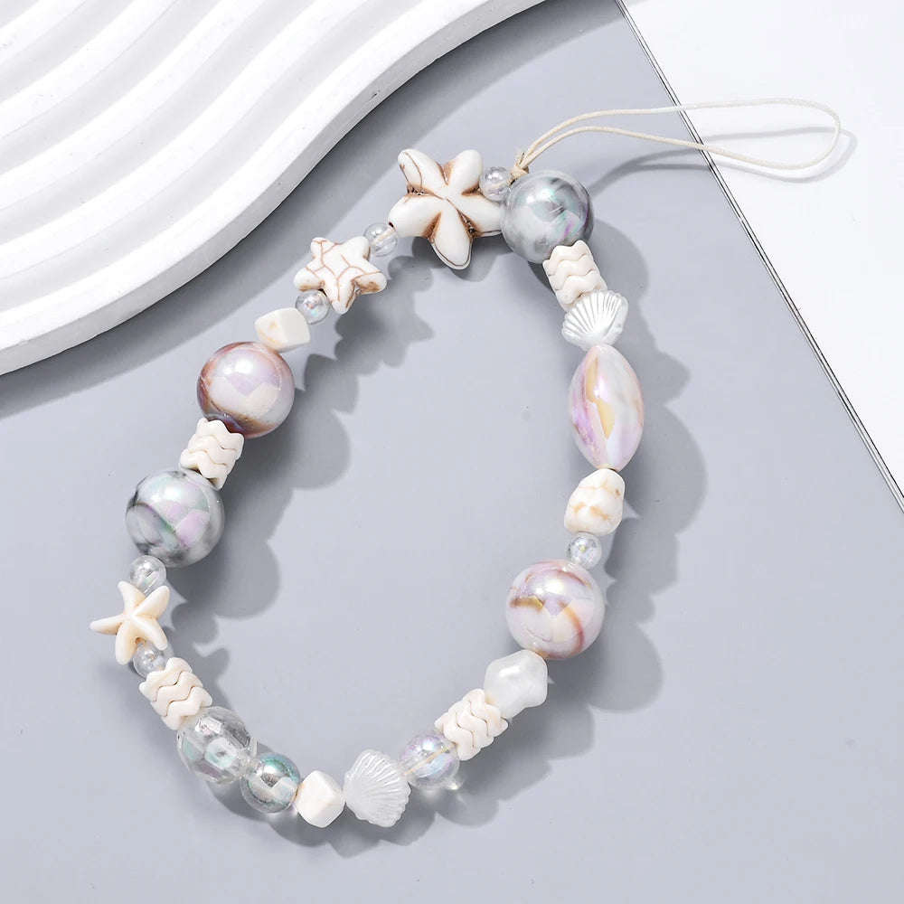 Fashion Ceramic Acrylic Beaded Mobile Phone Case Chain Mobile Phone Lanyard Accessories Mobile Phone Strap 7
