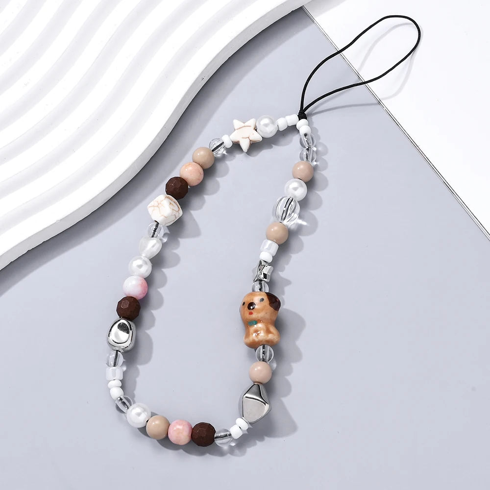 Fashion Ceramic Acrylic Beaded Mobile Phone Case Chain Mobile Phone Lanyard Accessories Mobile Phone Strap 8