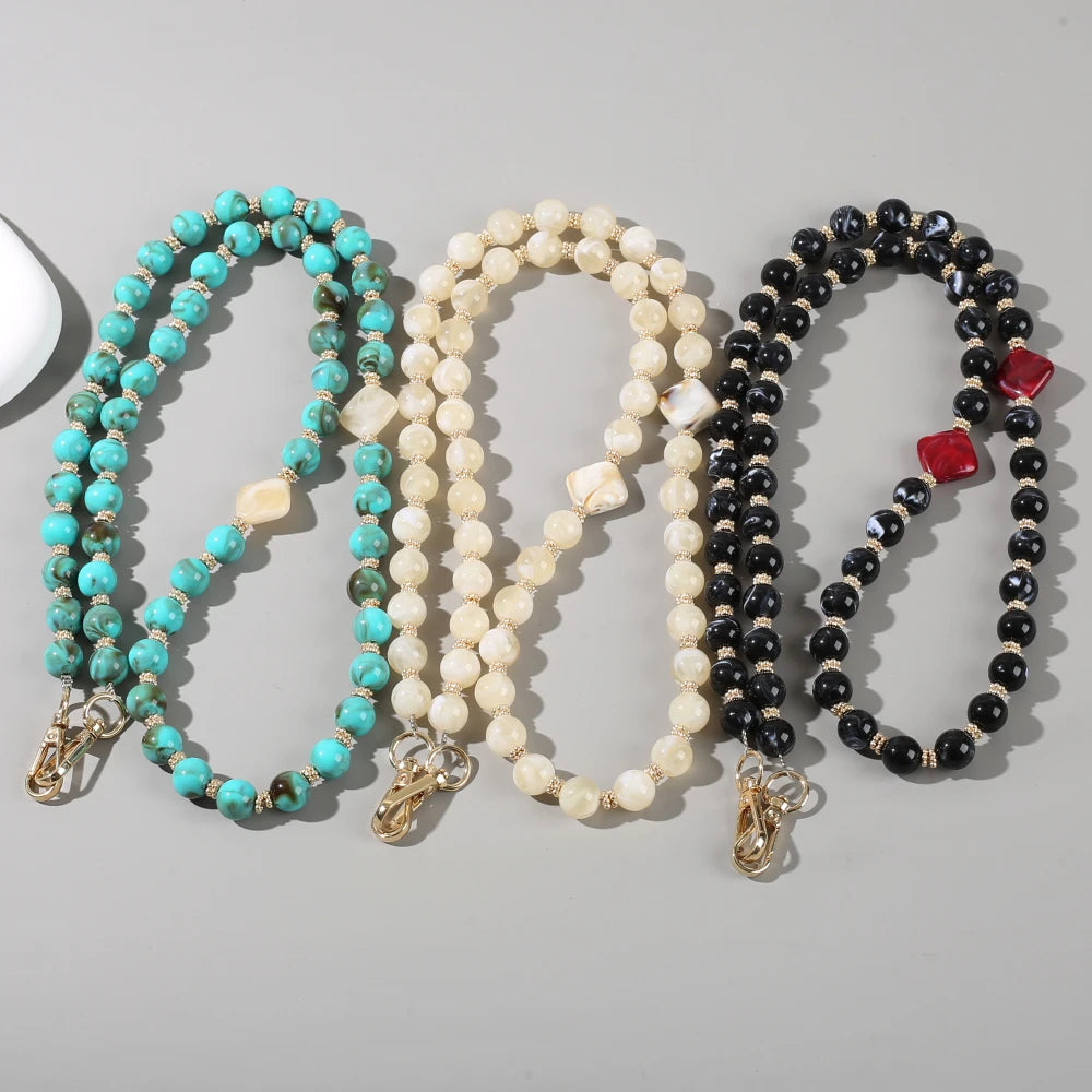 Fashionable colorful natural stone long mobile phone lanyard 4