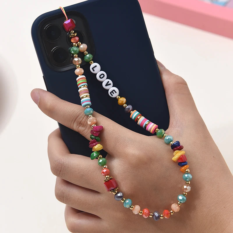 Fashion clay stone beads acrylic mobile phone chain mobile phone strap 11