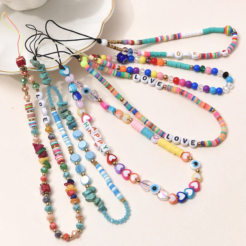 Fashion clay stone beads acrylic mobile phone chain mobile phone strap 2
