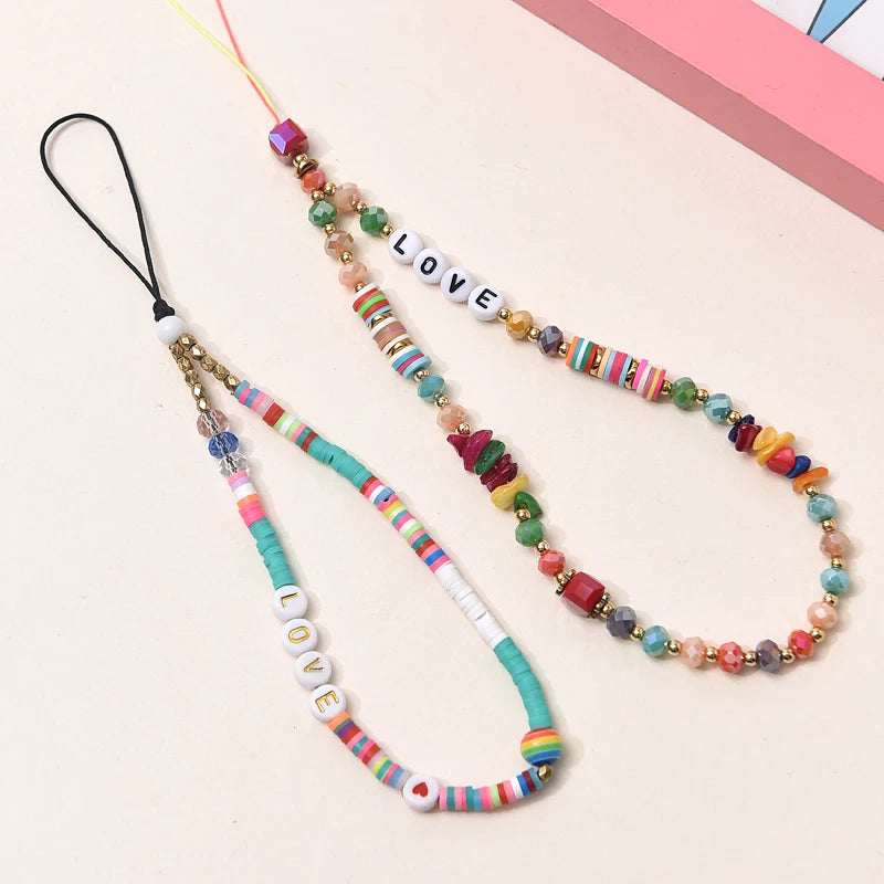 Fashion clay stone beads acrylic mobile phone chain mobile phone strap 4