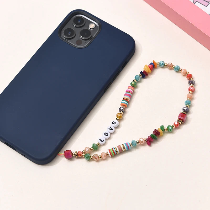 Fashion clay stone beads acrylic mobile phone chain mobile phone strap 5