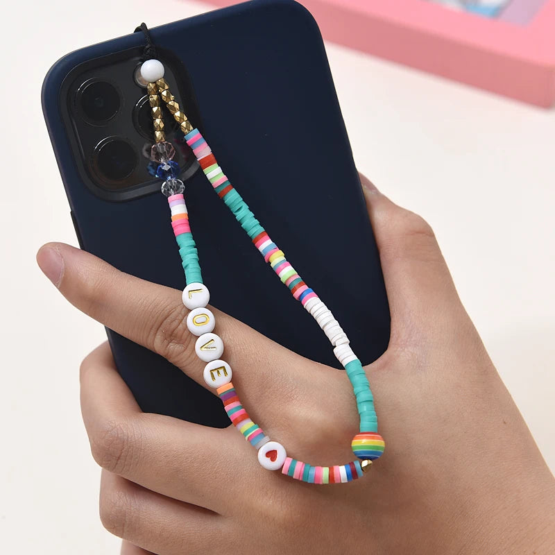 Fashion clay stone beads acrylic mobile phone chain mobile phone strap 7