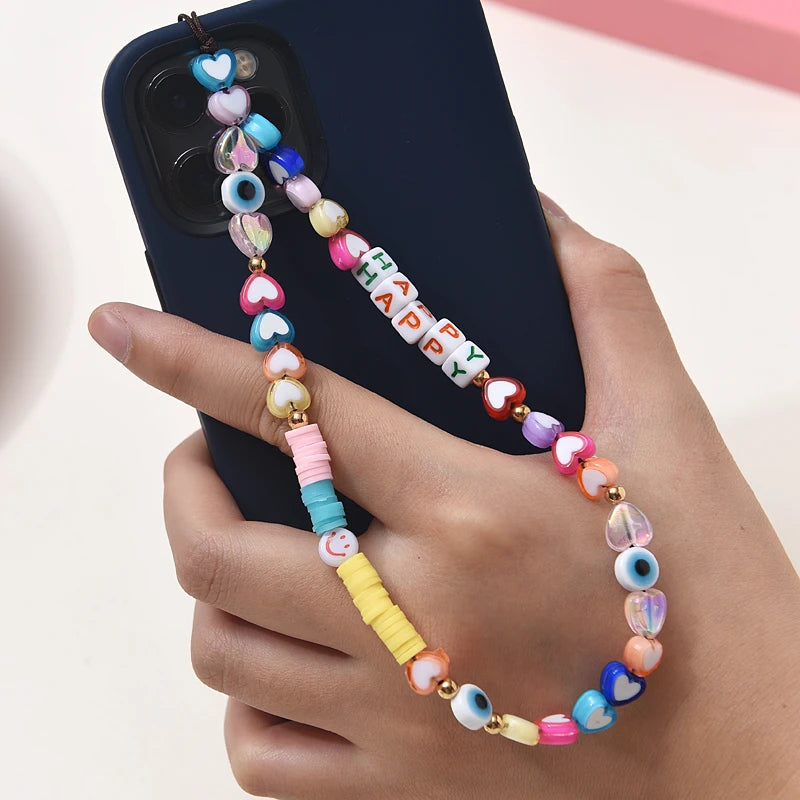 Fashion clay stone beads acrylic mobile phone chain mobile phone strap 9