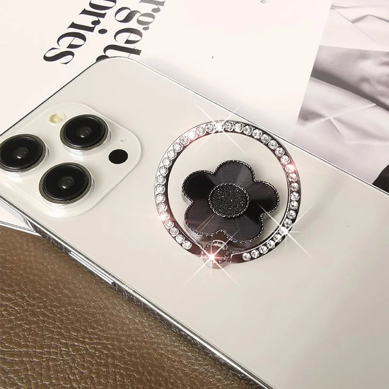 Fashion flower metal diamond 360 degree rotating ring phone holder 7