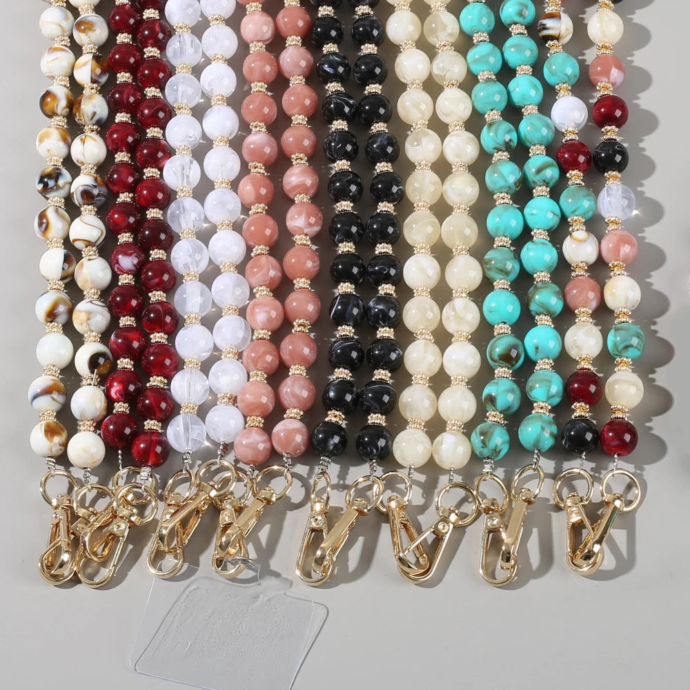 Fashionable colorful natural stone long mobile phone lanyard 1