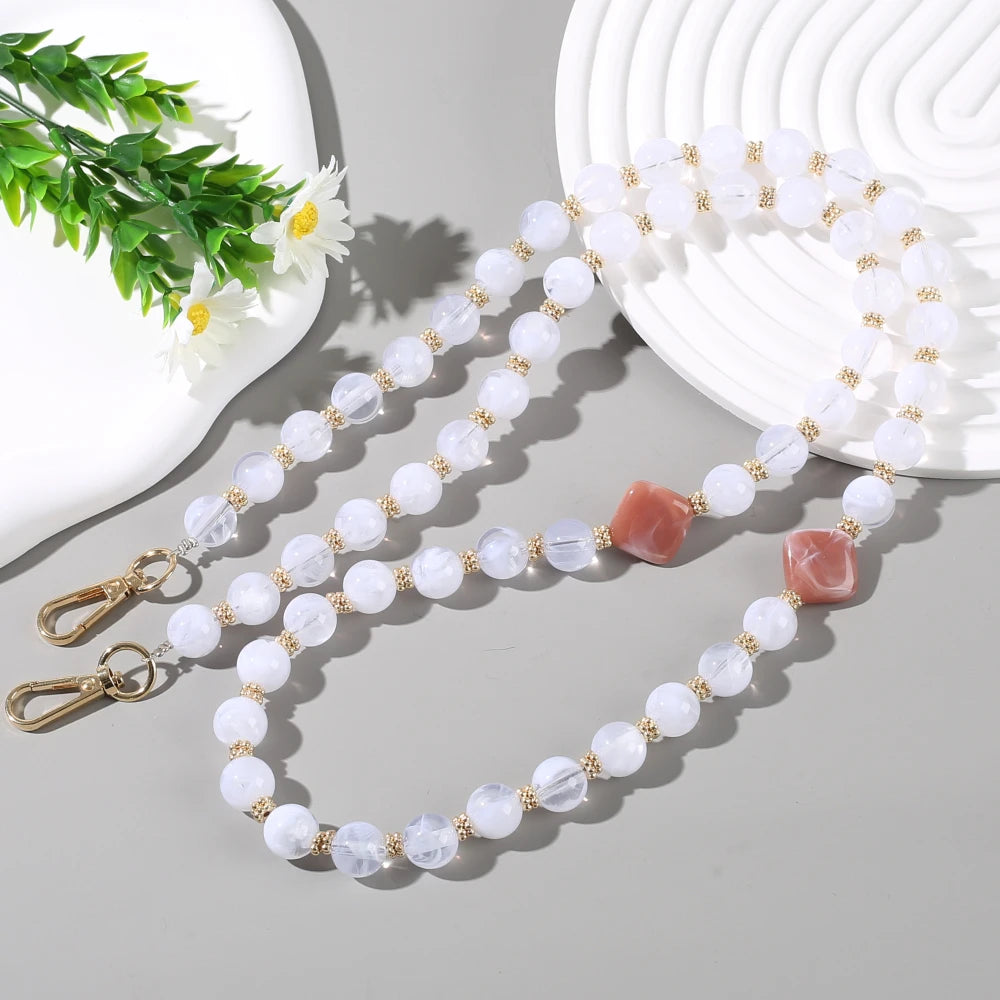 Fashionable colorful natural stone long mobile phone lanyard 10