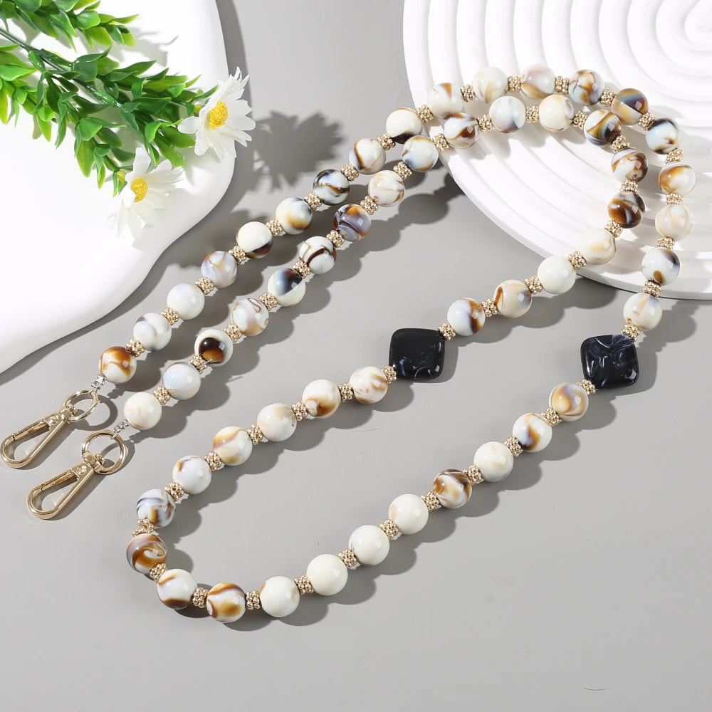 Fashionable colorful natural stone long mobile phone lanyard 13