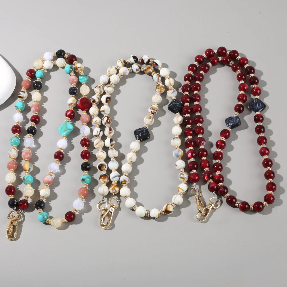 Fashionable colorful natural stone long mobile phone lanyard 4