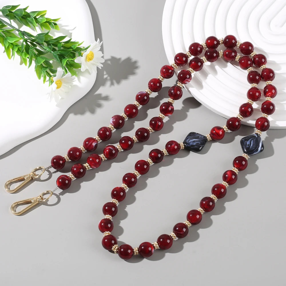 Fashionable colorful natural stone long mobile phone lanyard 7