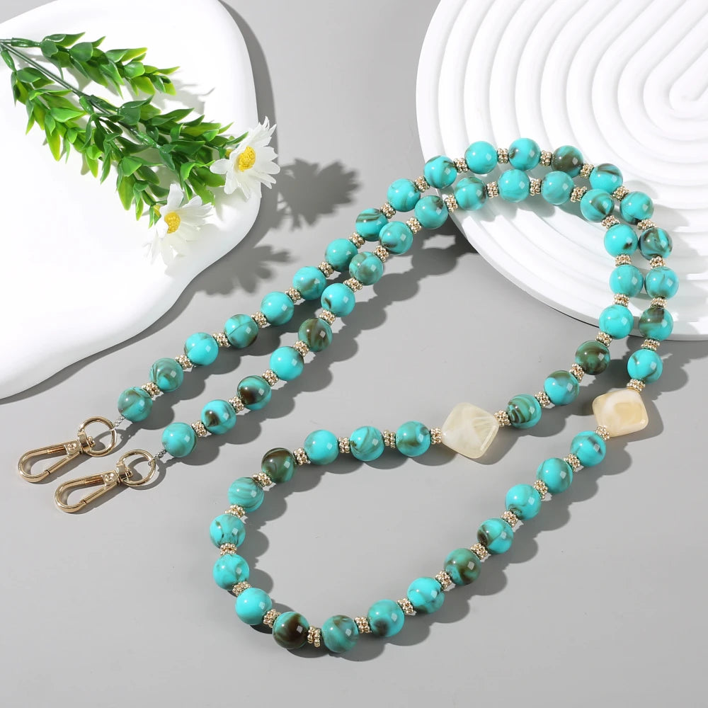 Fashionable colorful natural stone long mobile phone lanyard 8