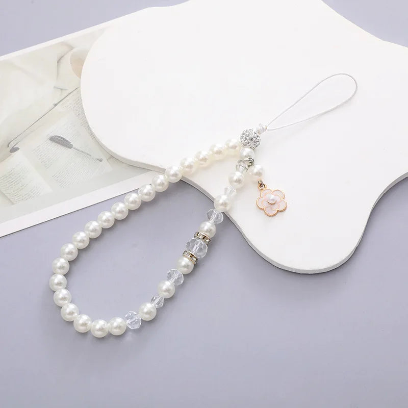 Flower Pearl Beaded Phone Chain 3
