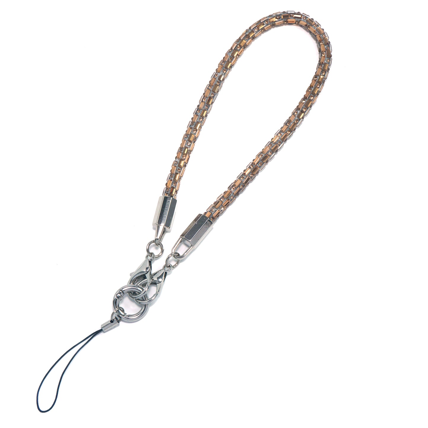 Gold Square Crystal Phone Chain 1