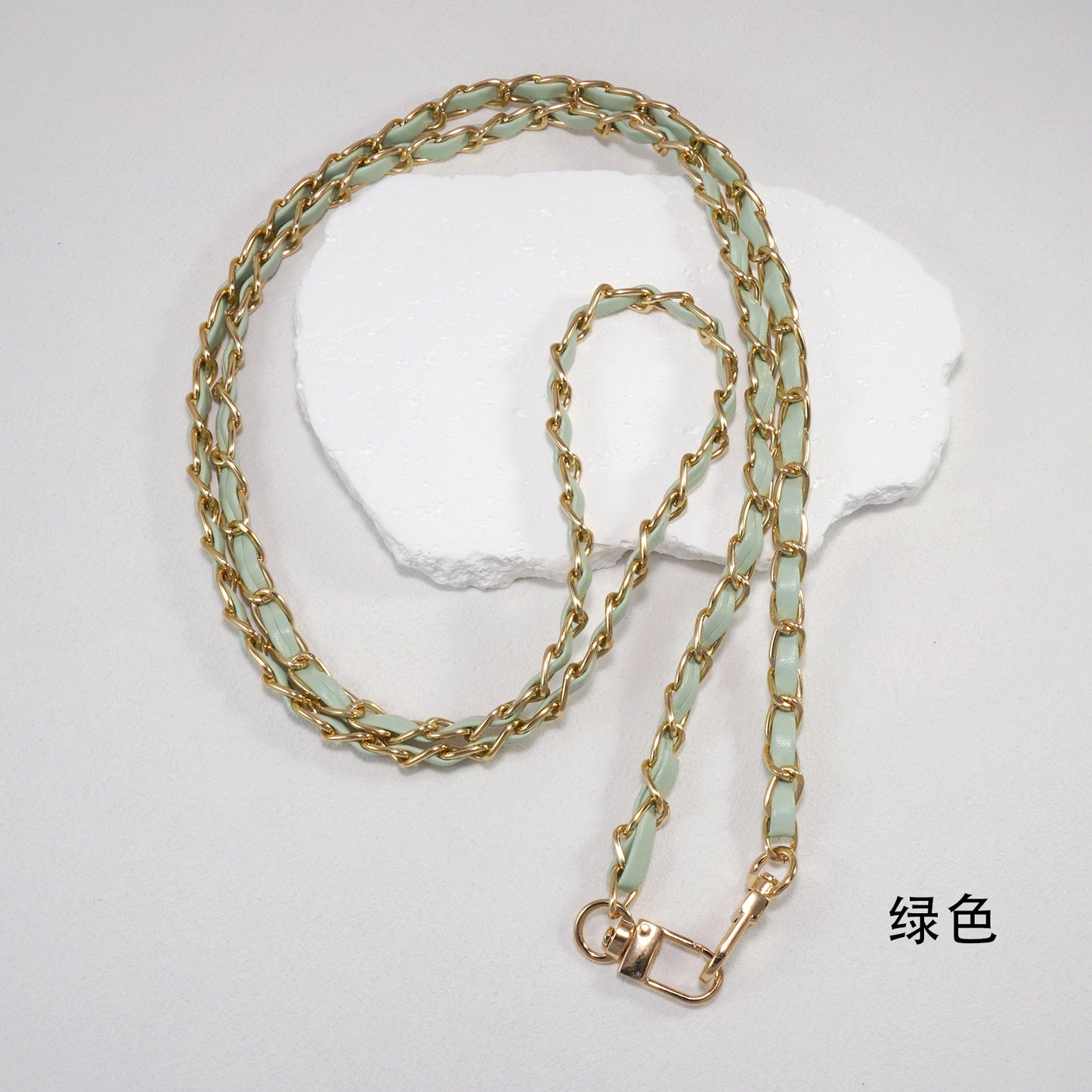 Green Chanel style mobile phone crossbody lanyard