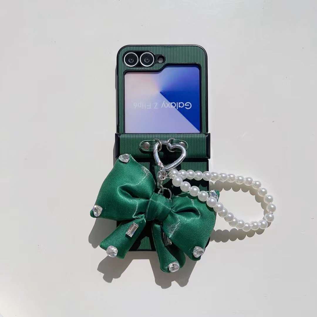 Green bow Samsung Zflip 6 three-pieceset