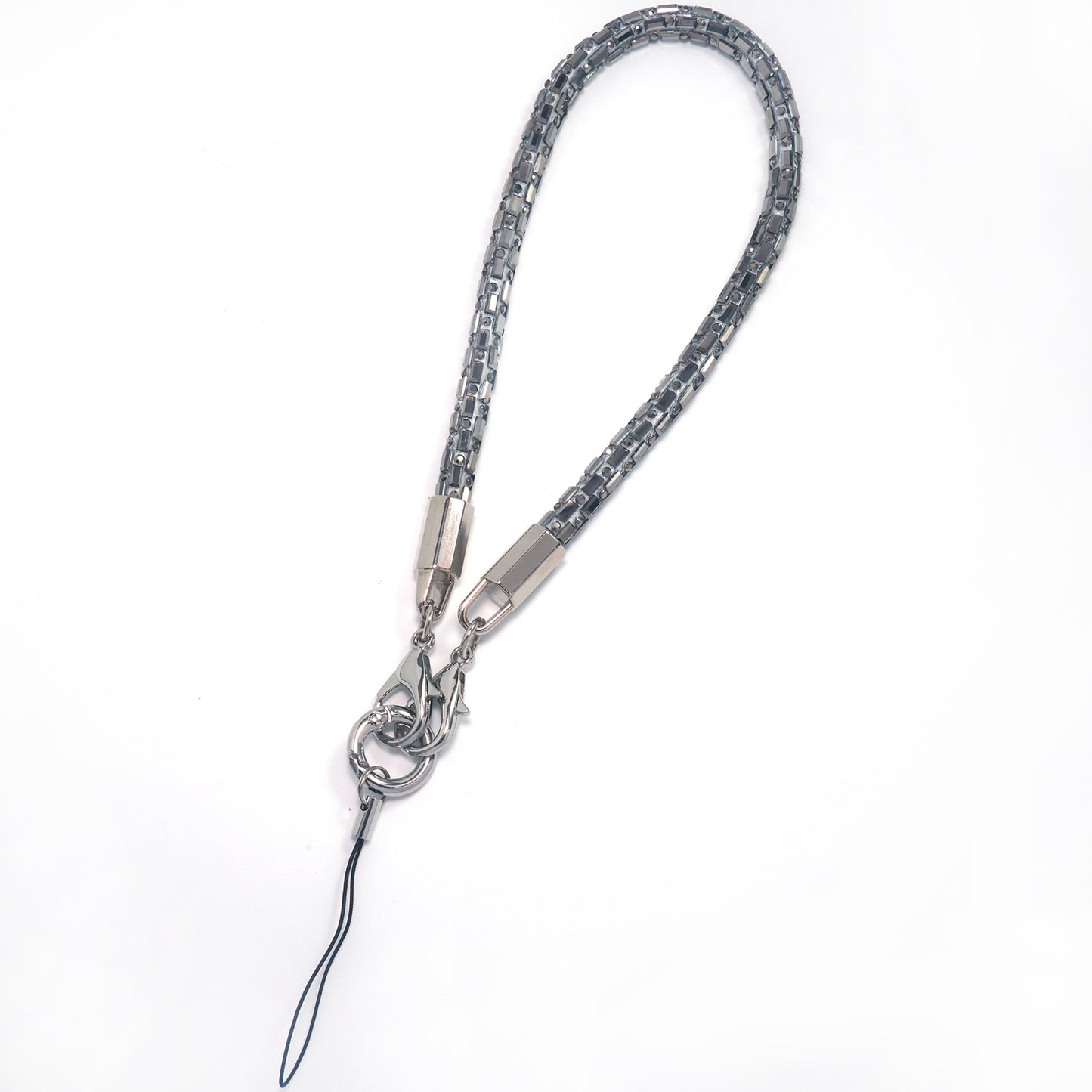Grey Square Crystal Phone Chain