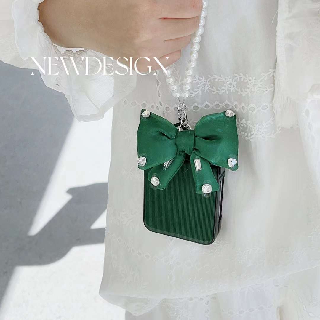 High-end Green bow Samsung Zflip 6 three-pieceset