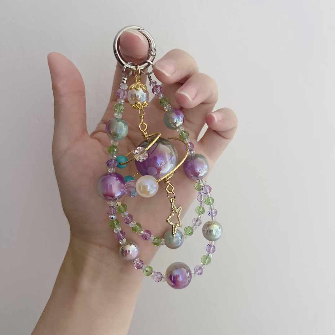 Light Purple Planet Series Crystal Phone Chain