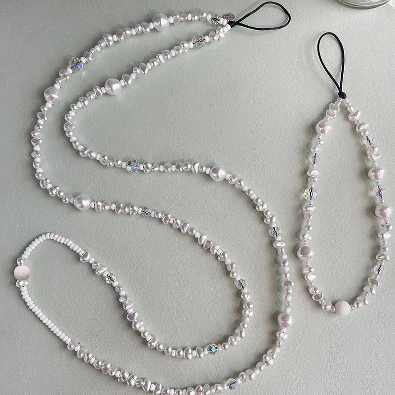 Long Pearl Crystal Mobile Phone Chain Mobile Phone Lanyard 1Pendant
