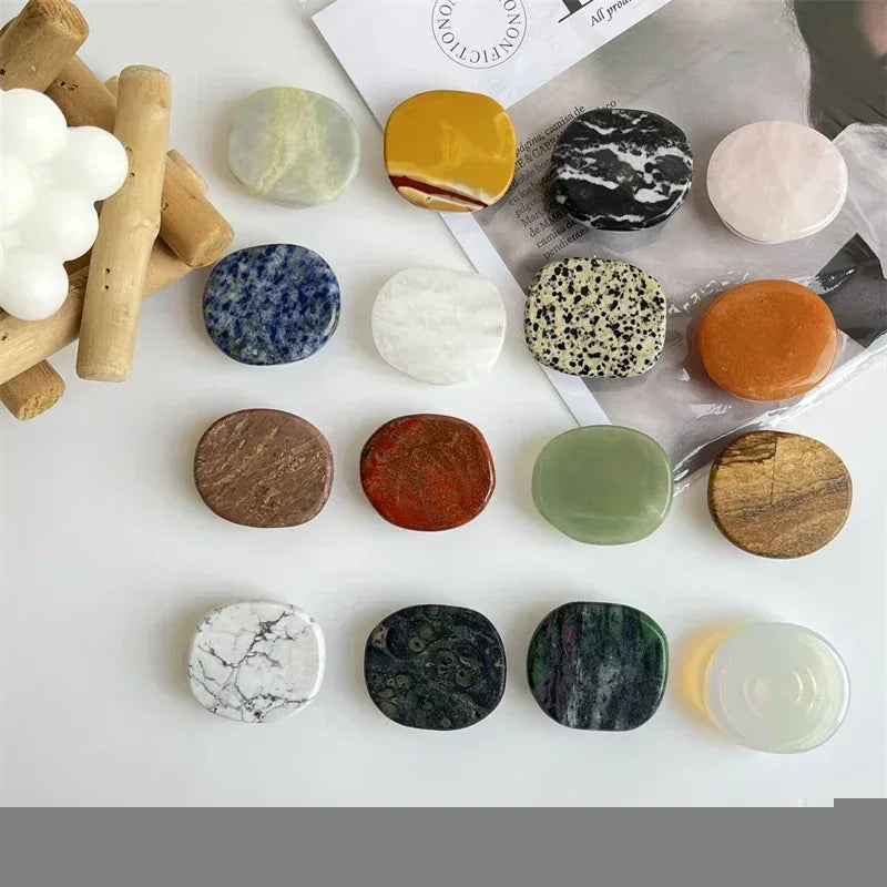 Natural stone shaped mobile phone finger grip holder 2