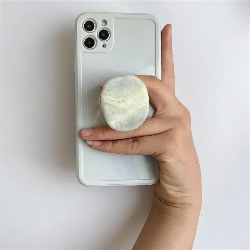 Natural stone shaped mobile phone finger grip holder 3