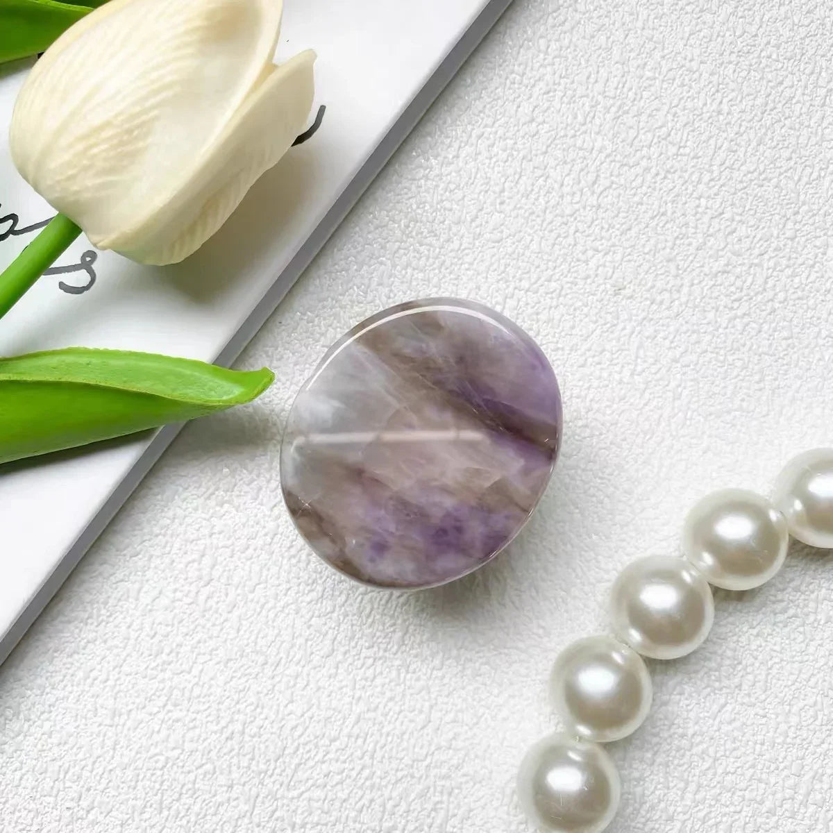 Natural stone shaped mobile phone finger grip holder 5
