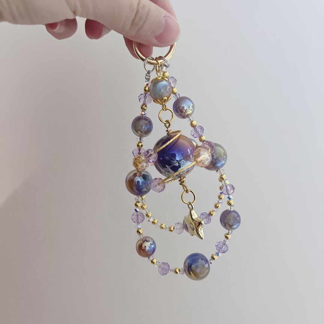 Pink Blue Planet Series Crystal Phone Chain