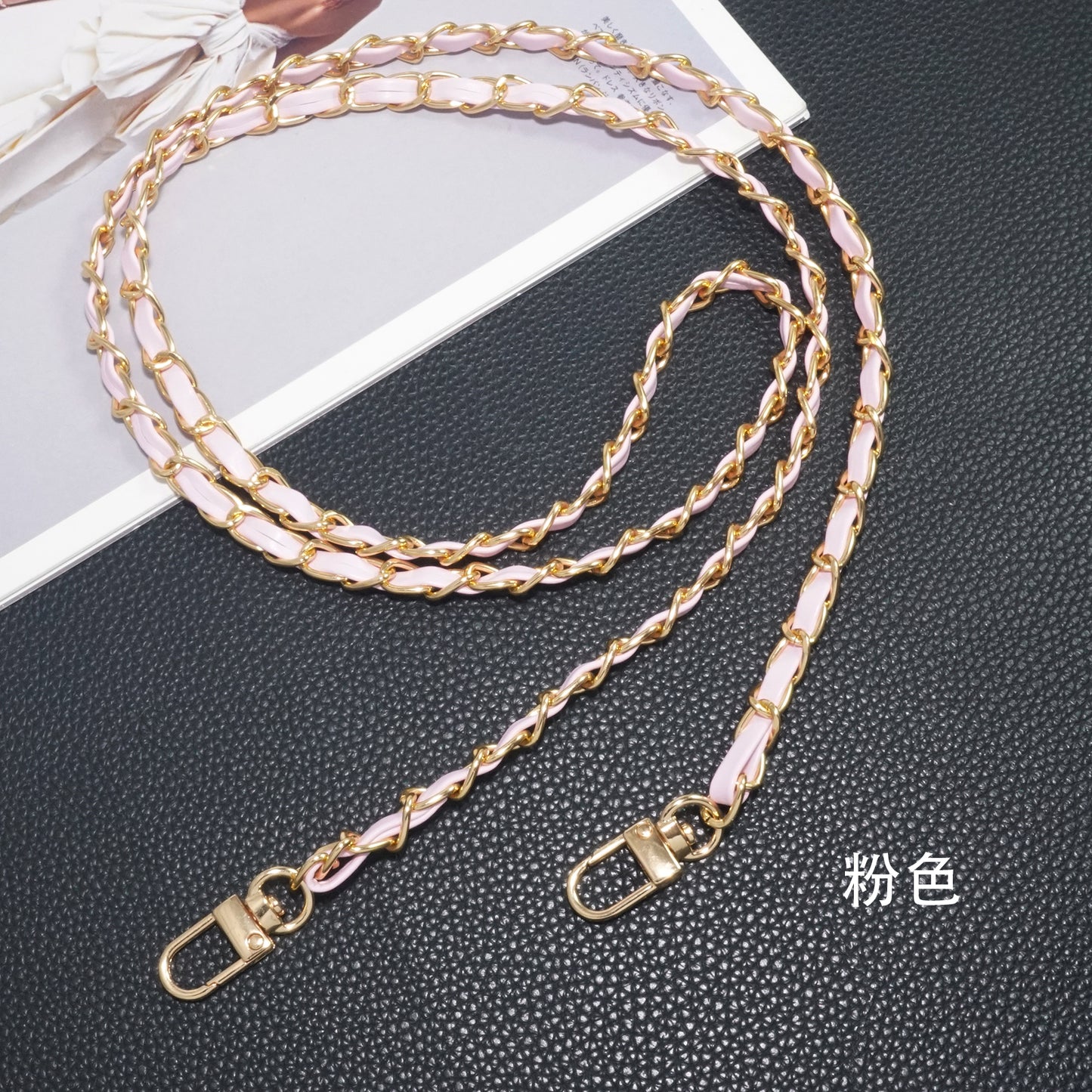 Pink Chanel style mobile phone crossbody lanyard