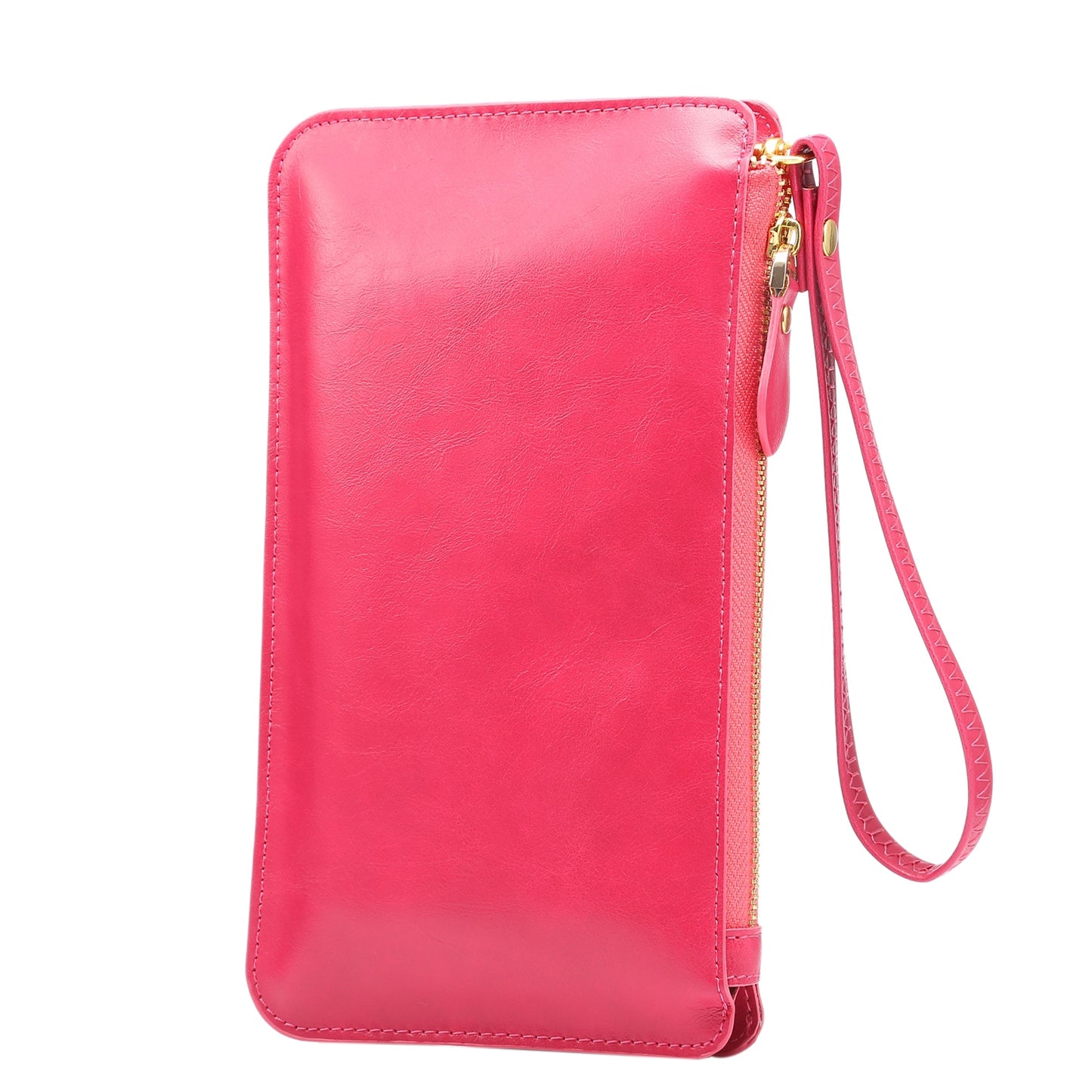 Pink Crazy Horse Pattern Full Touch Wallet Handheld Fashion Crossbody Phone Bag 1