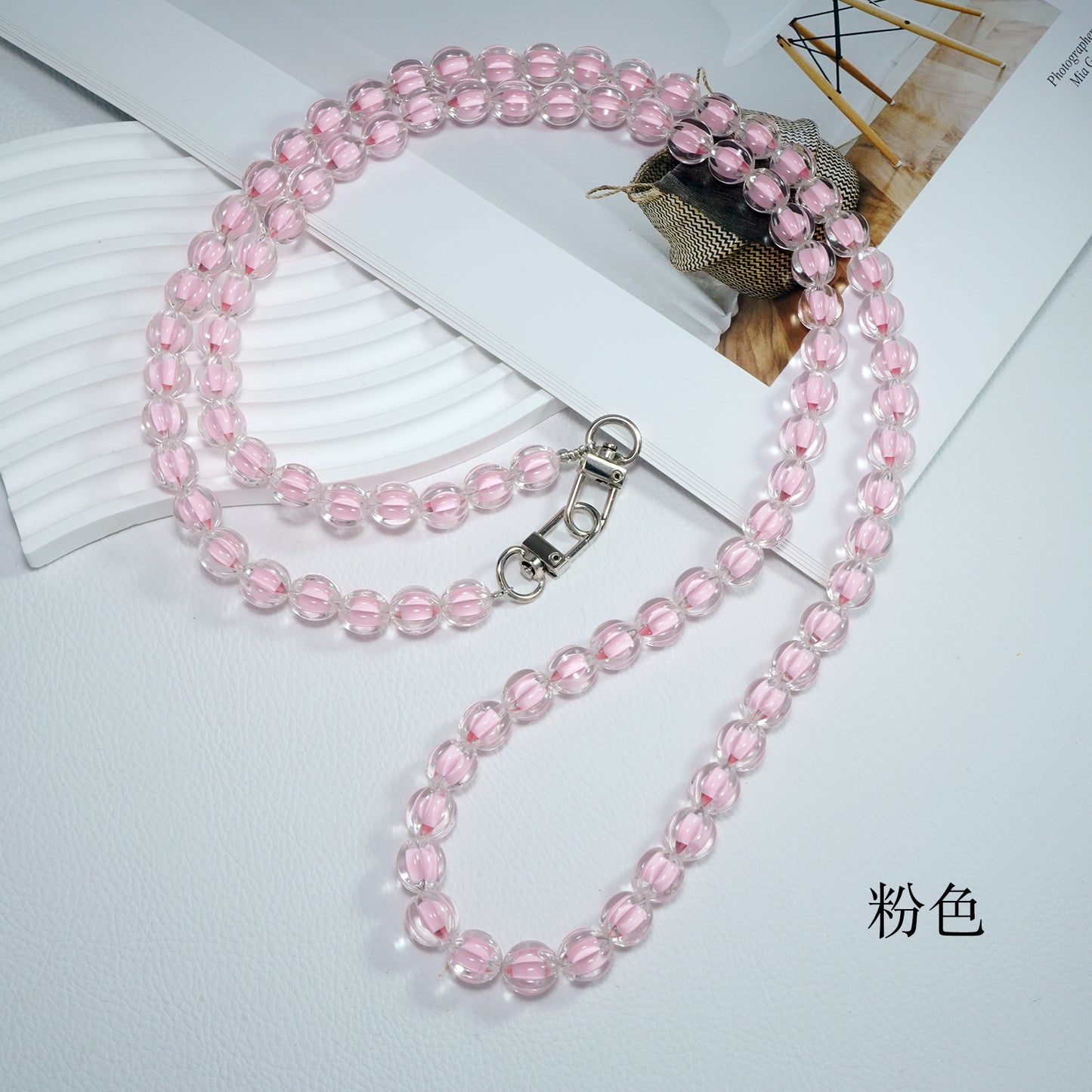 Pink Crystal Beaded Crossbody Phone Chain