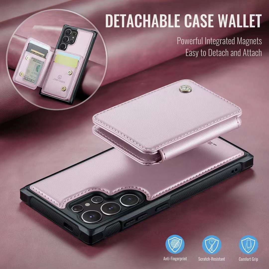 Pink Samsung S24 Imitation Leather-Magnetic Card Holder 2