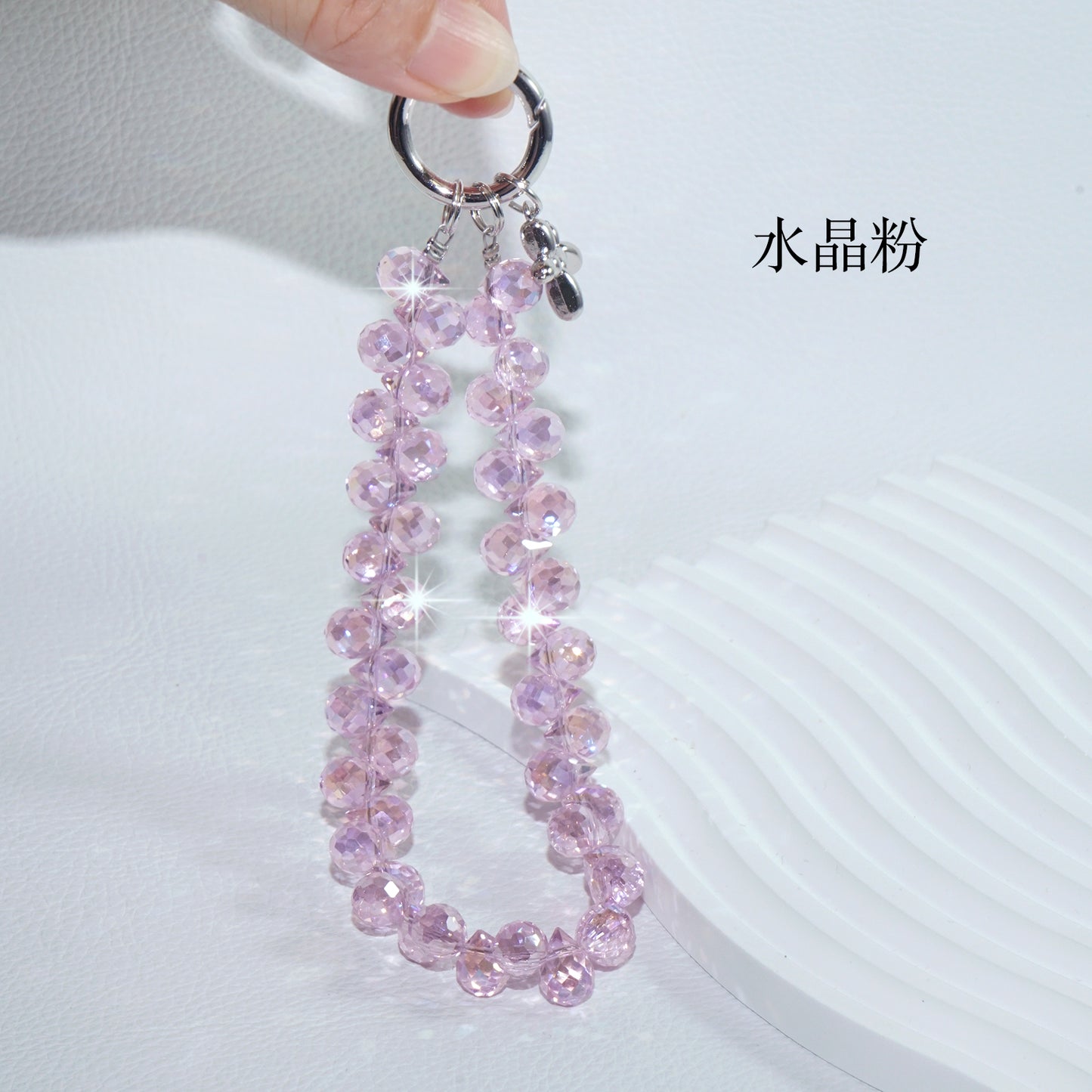 Pink Strawberry Crystal Phone Chain