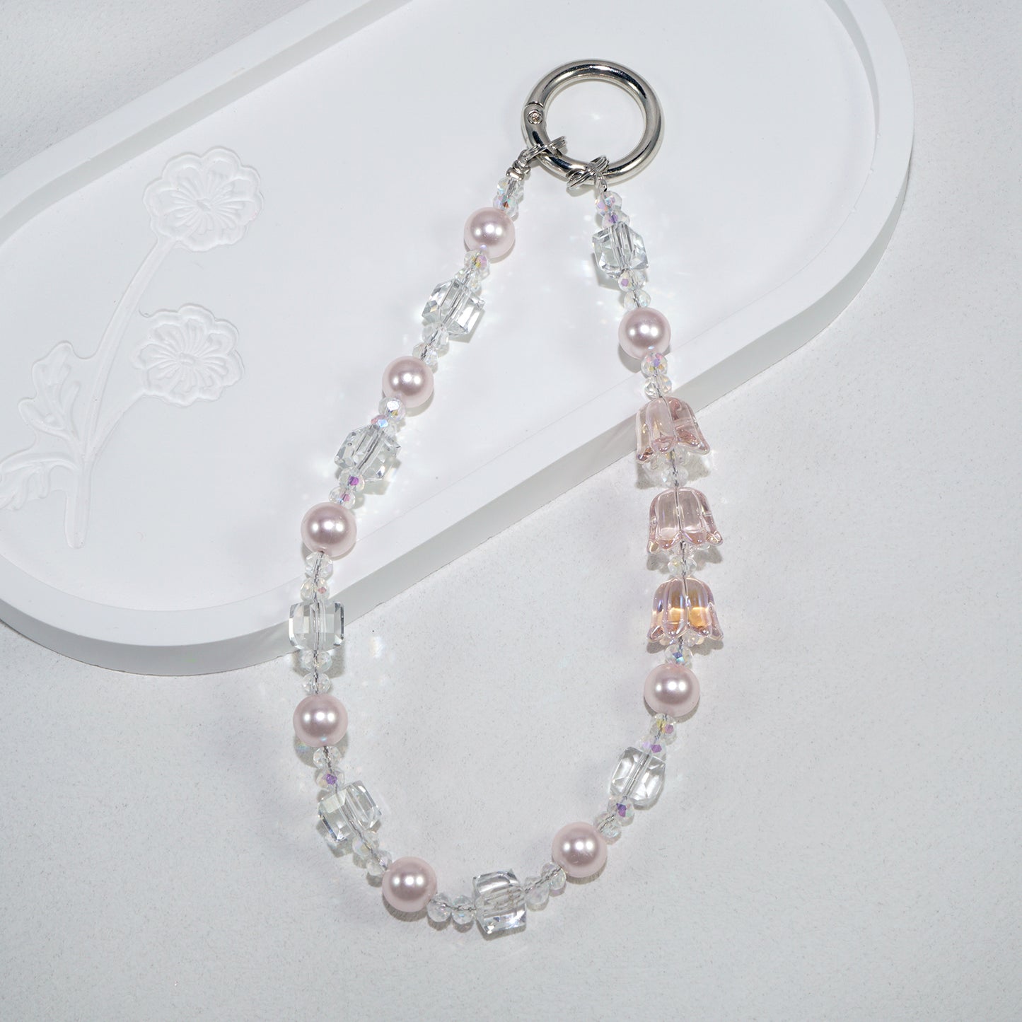 Pink Wind Chime Crystal Phone Strap