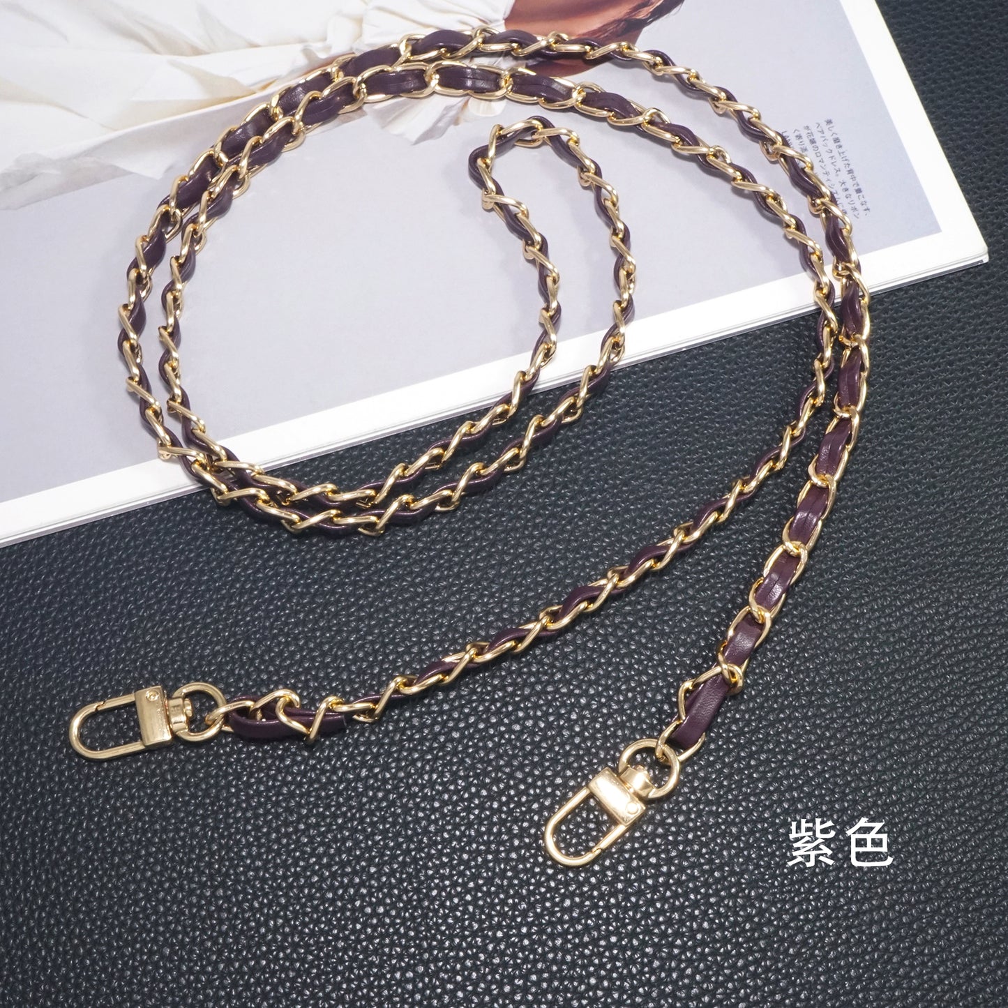 Purple Chanel style mobile phone crossbody lanyard
