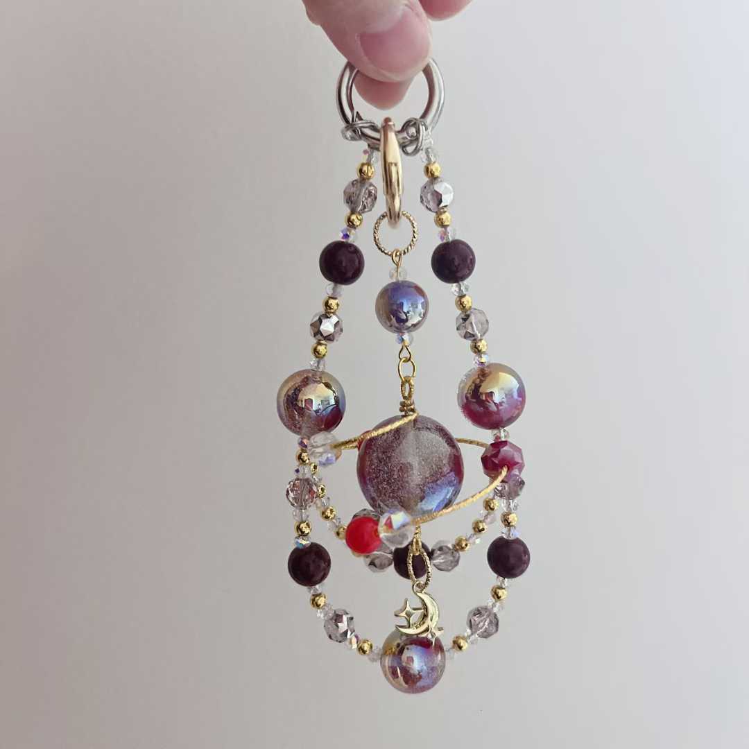 Purple Planet Series Crystal Phone Chain