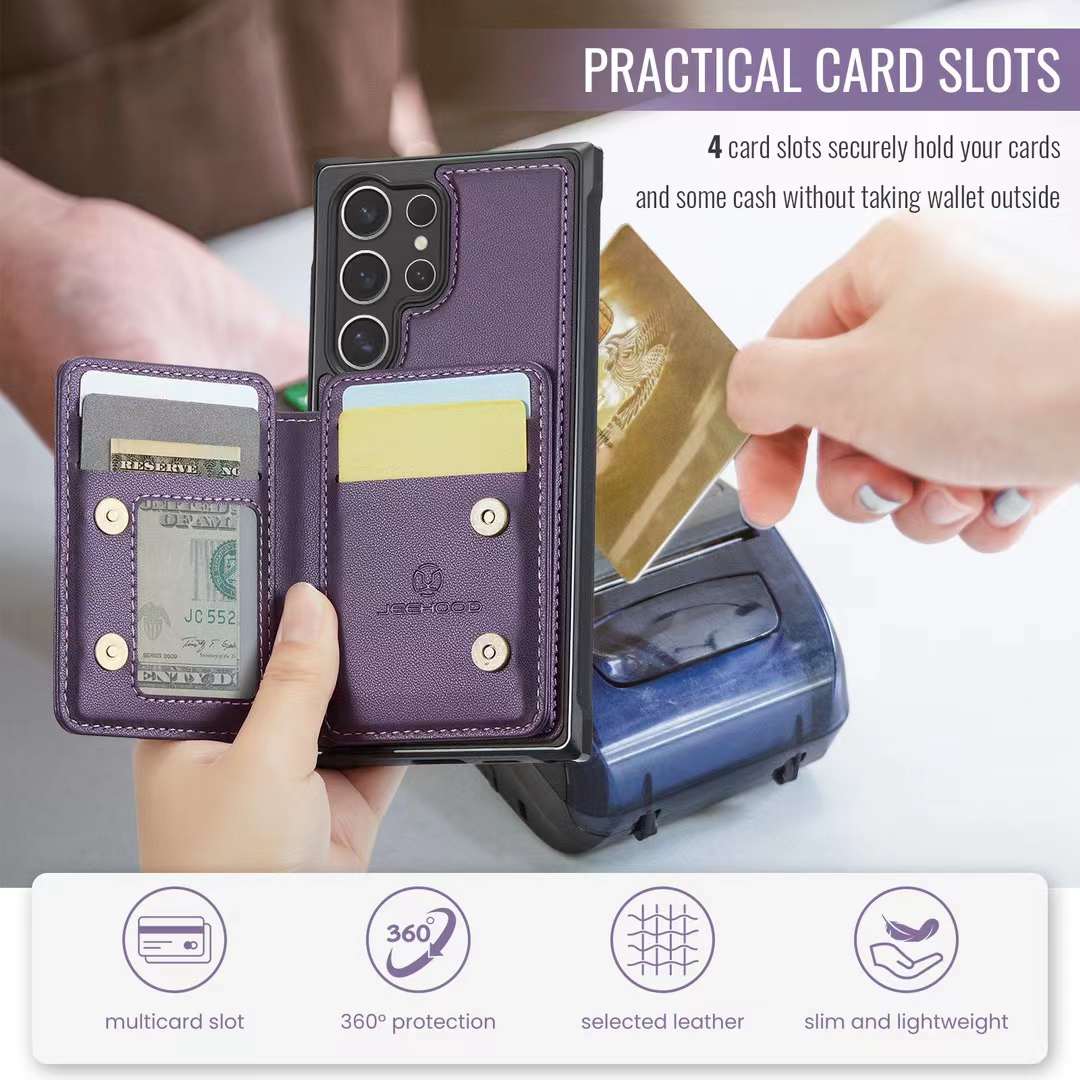 Purple Samsung S24 Imitation Leather Magnetic Card Holder 2