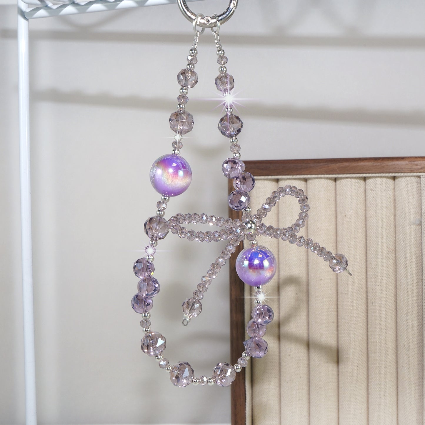 Purple Star Bowknot Crystal Phone Chain