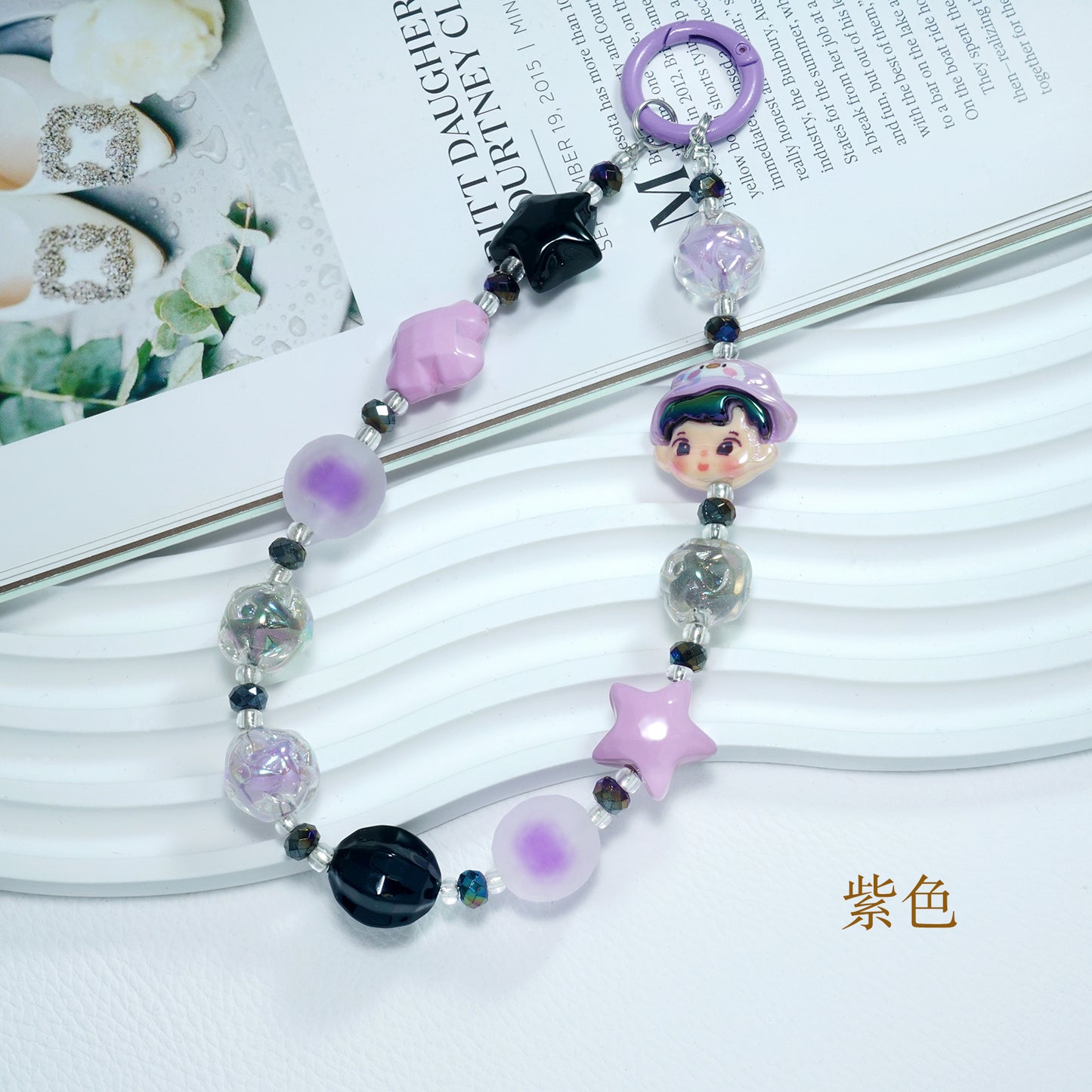 Cartoon crystal mobile phone chain