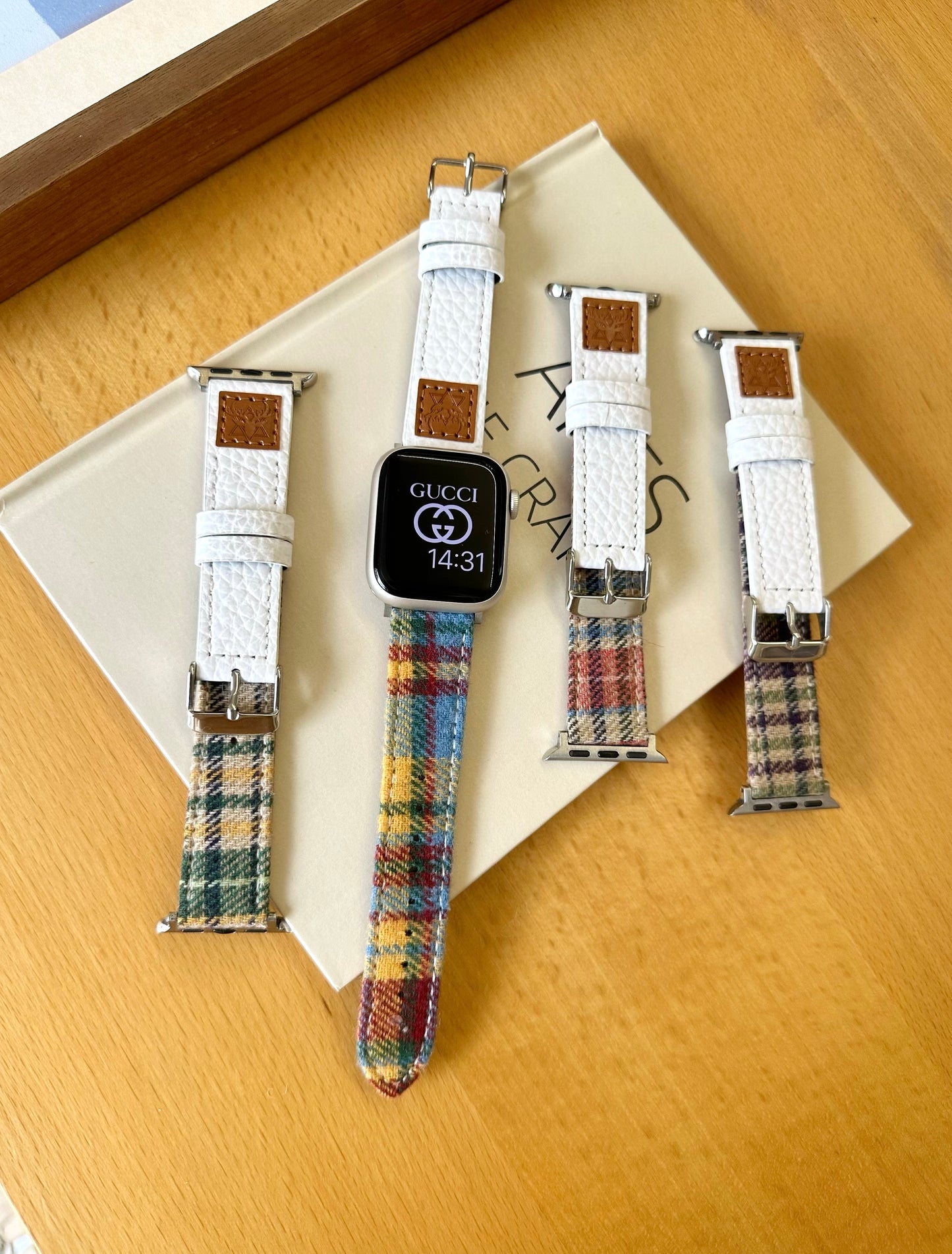 Rainbow checkered leather strap