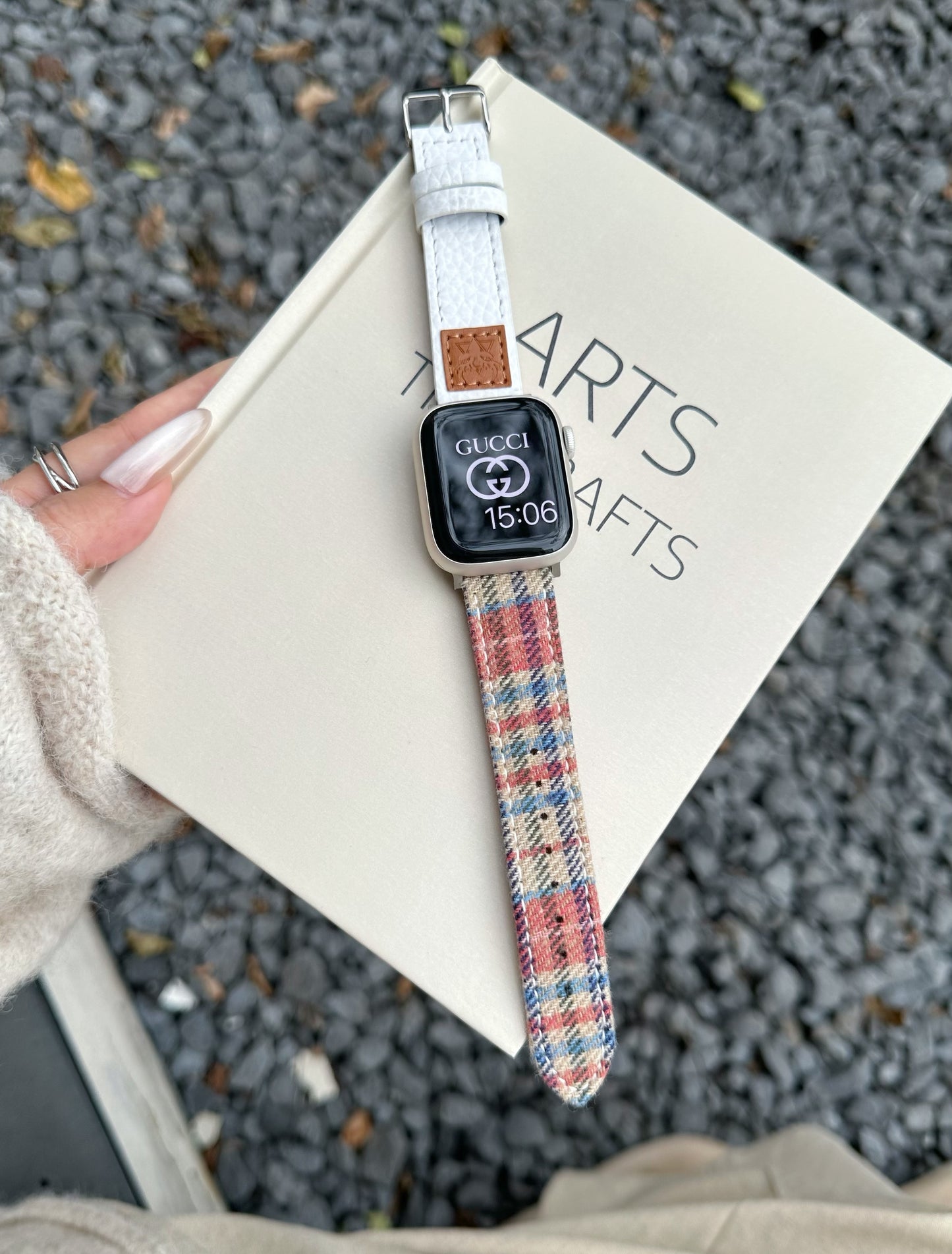 Rainbow checkered leather strap 10
