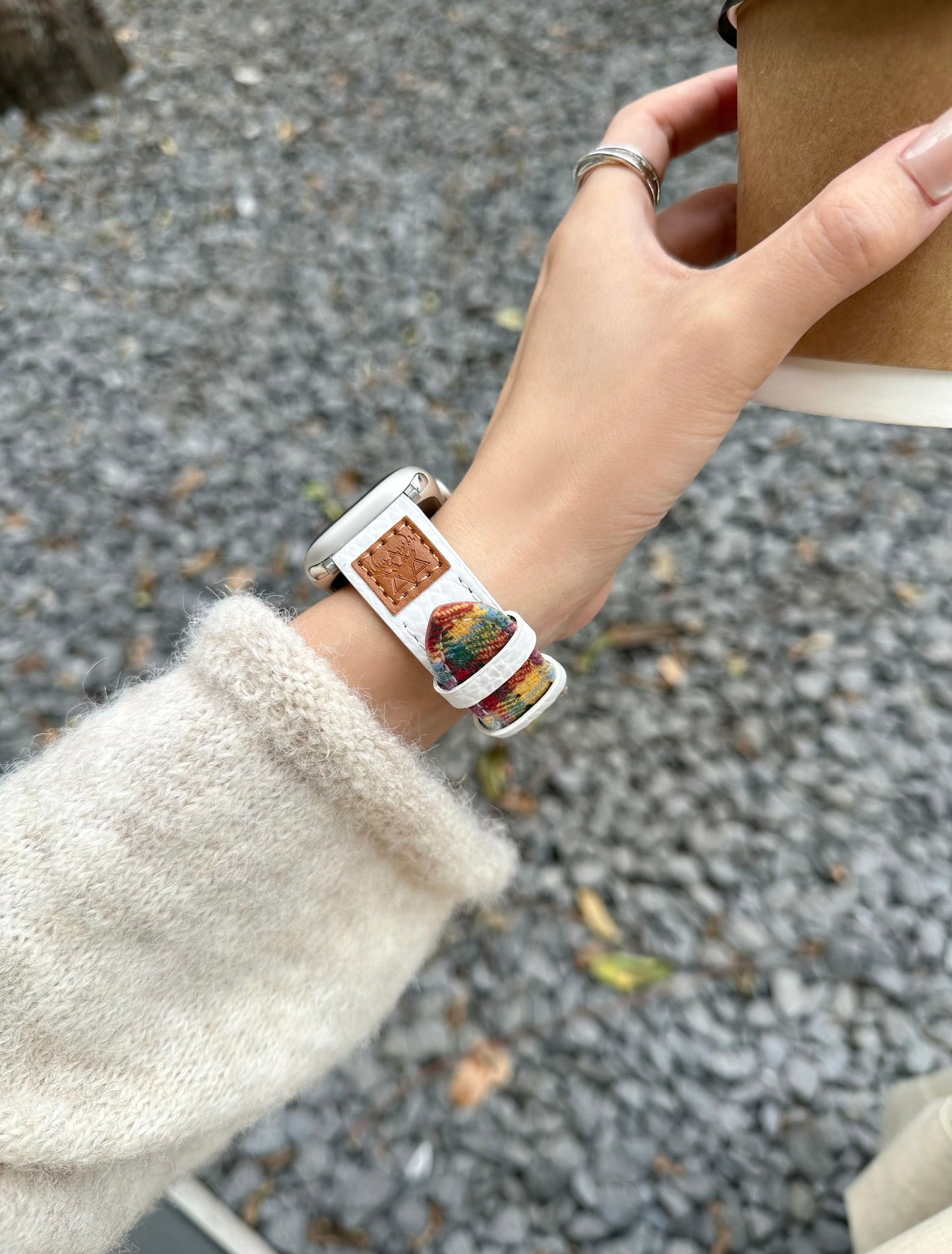 Rainbow checkered leather strap 3