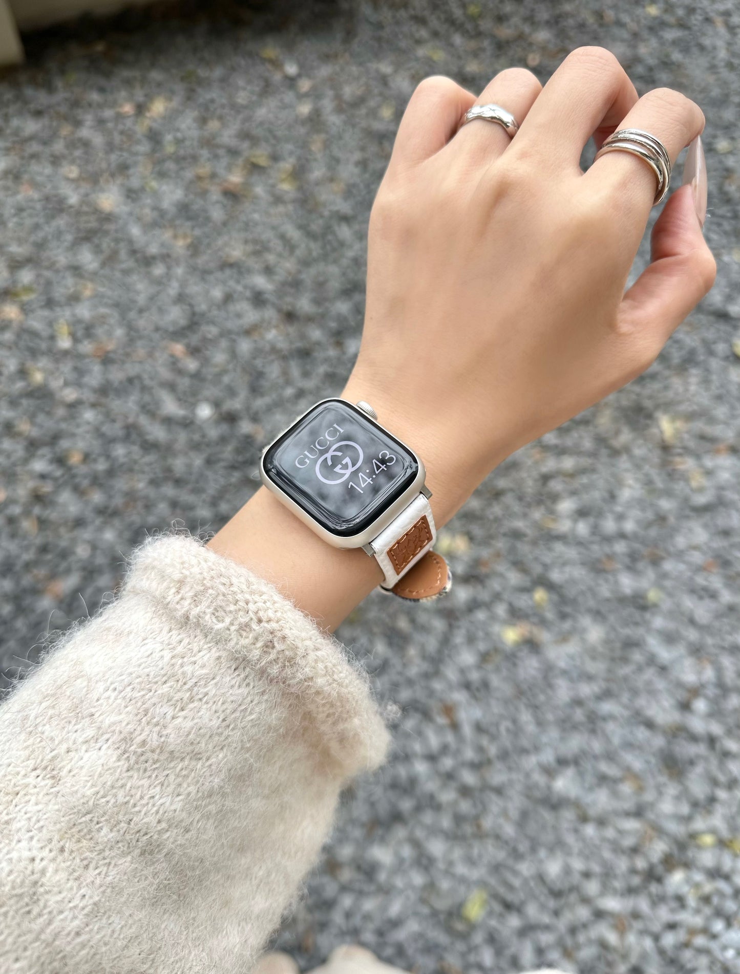 Rainbow checkered leather strap 4