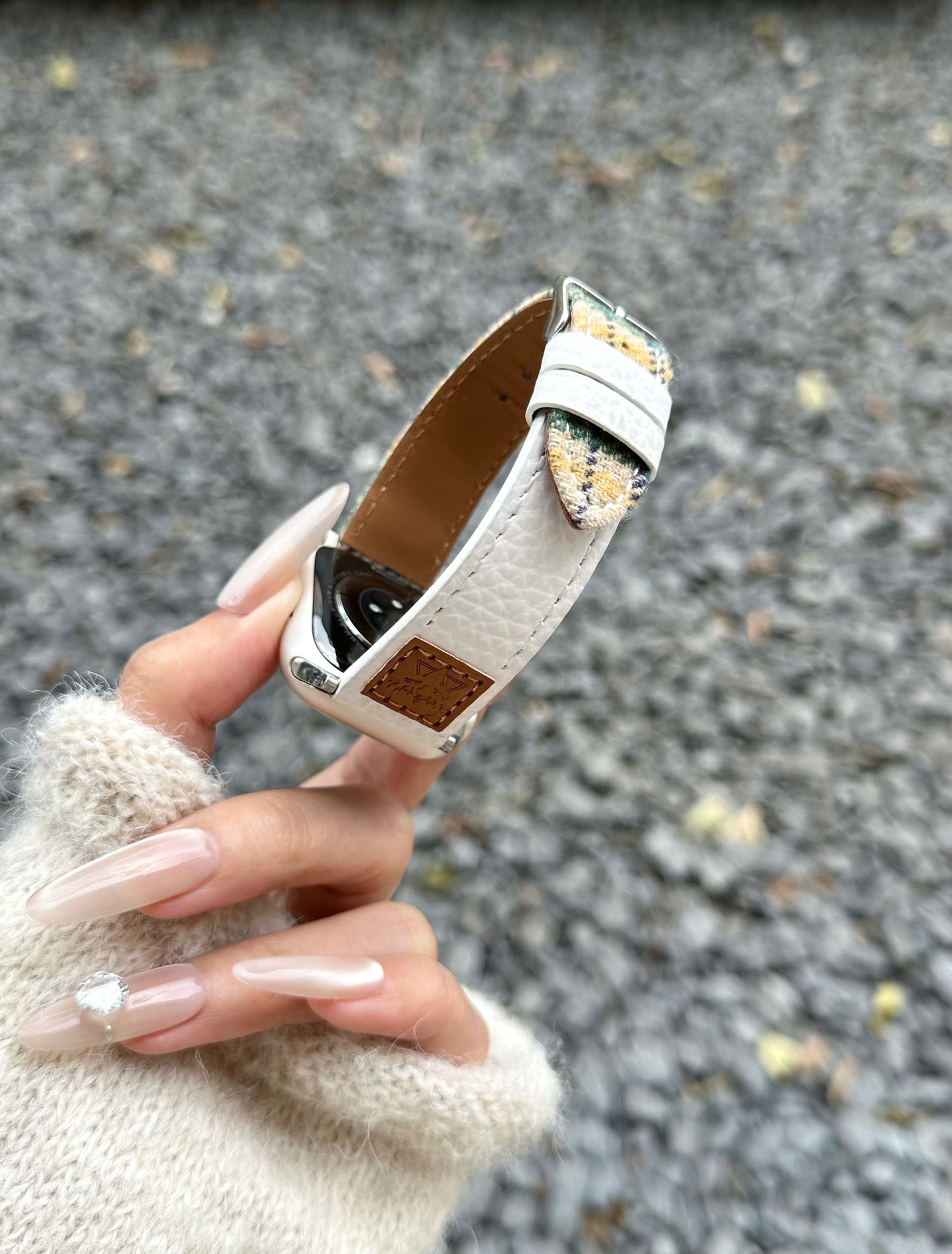 Rainbow checkered leather strap 8