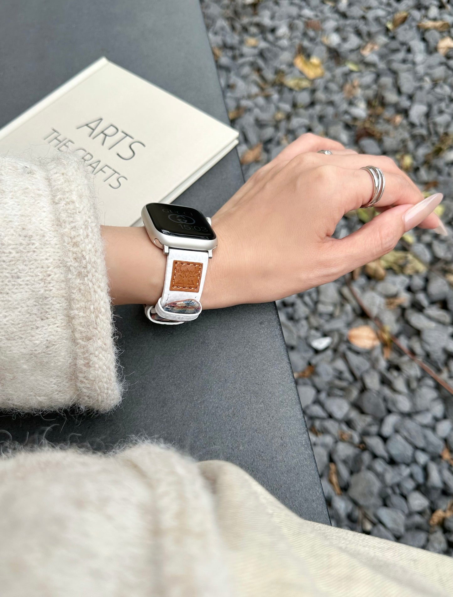Rainbow checkered leather strap 9