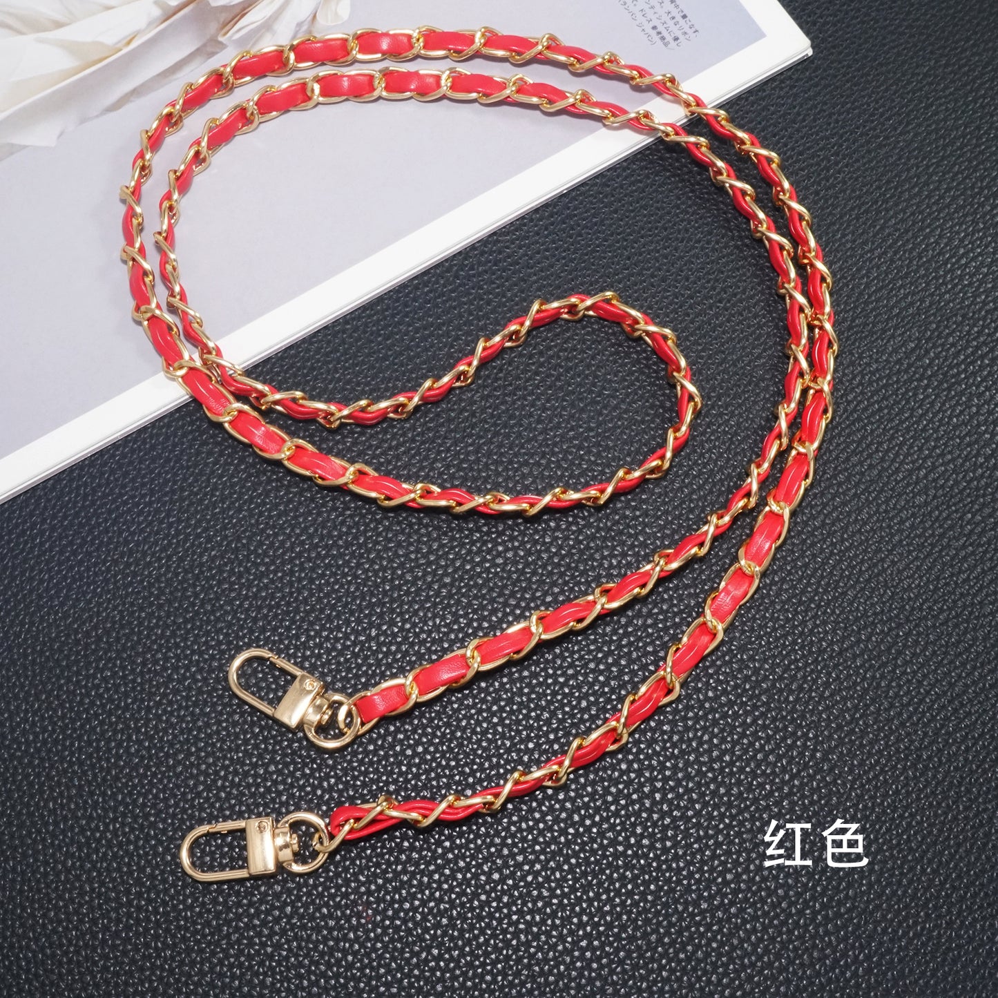 Red Chanel style mobile phone crossbody lanyard