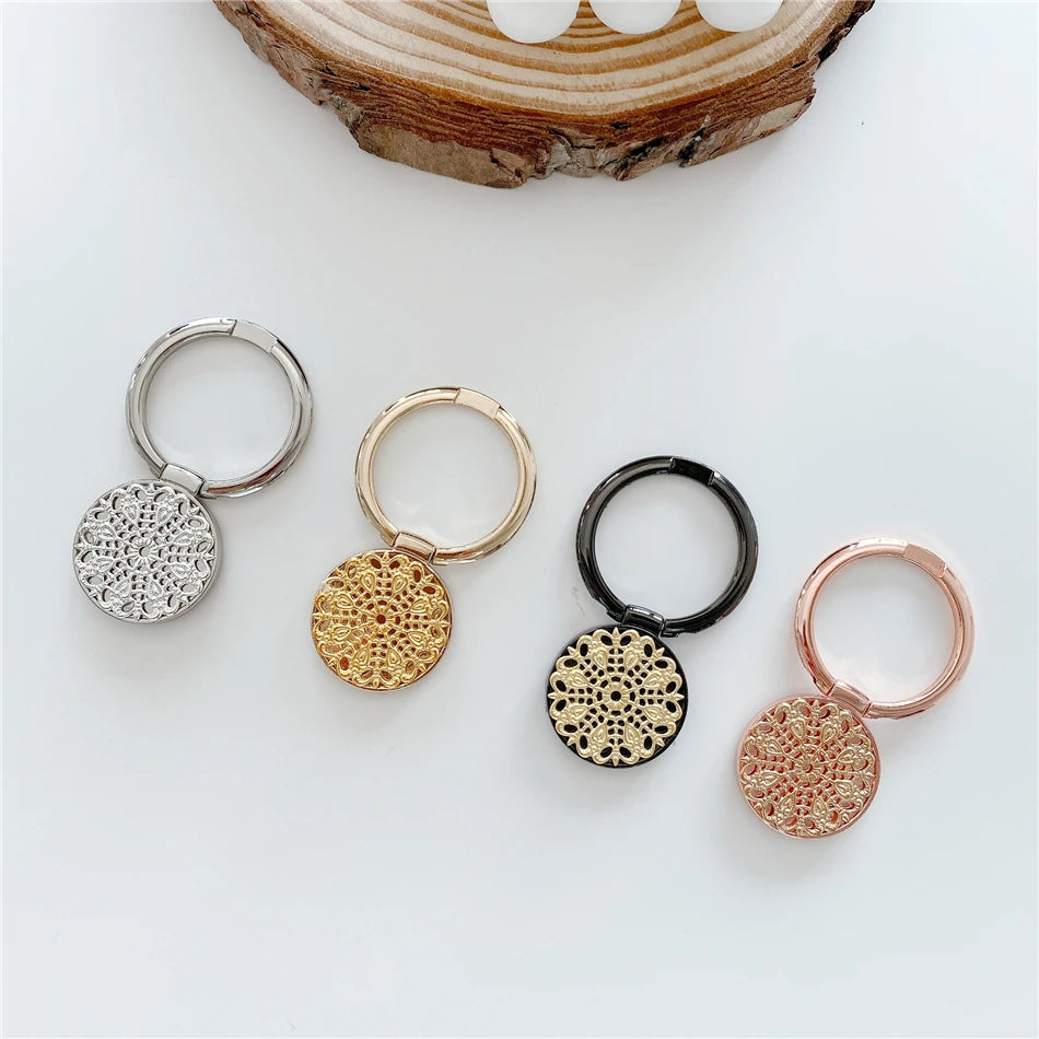Retro universal hollow gold and silver flower metal ring mobile phone round bracket 1