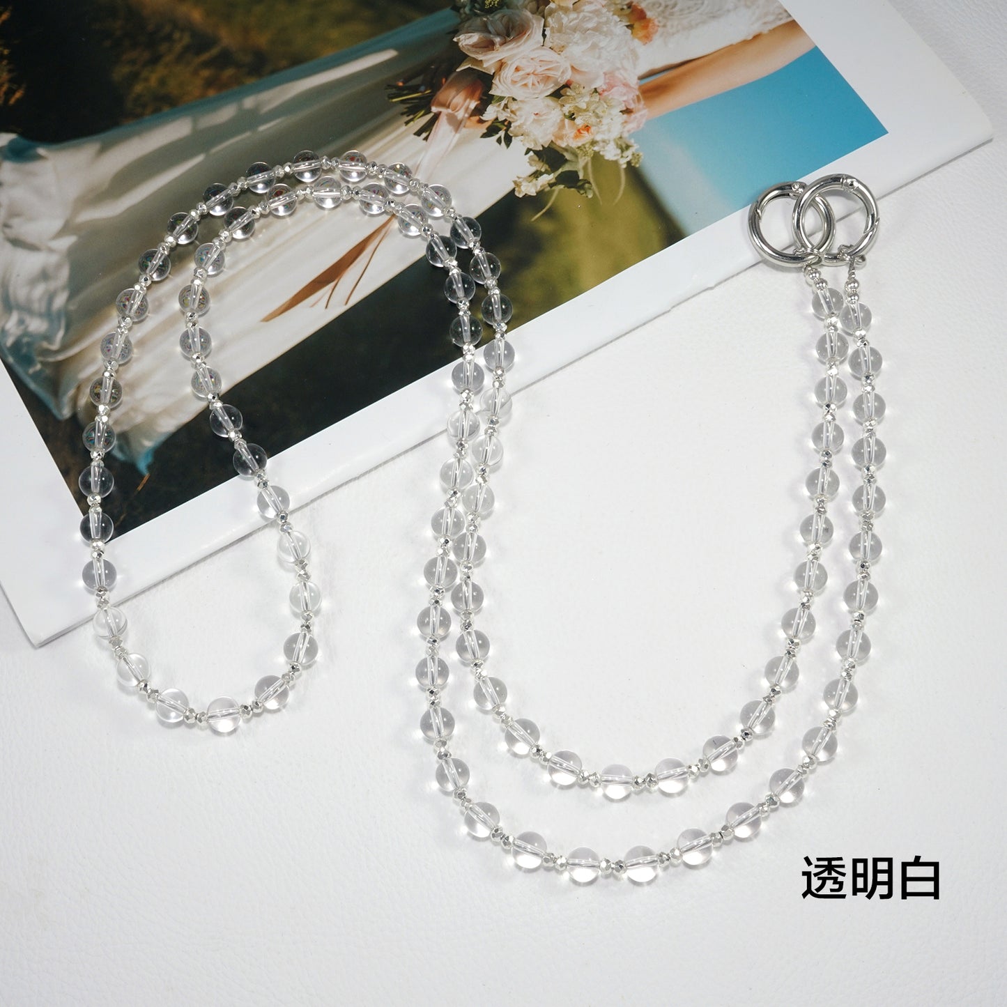 Transparent White Simple Crystal Crossbody Strap