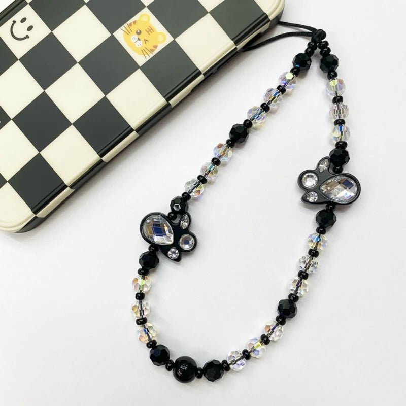 Transparent crystal beads mobile phone charm cute rabbit mobile phone chain 4