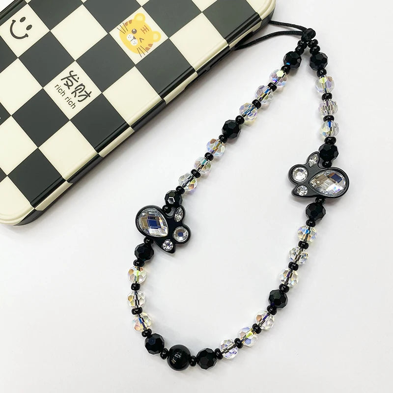 Transparent crystal beads mobile phone charm cute rabbit mobile phone chain 5